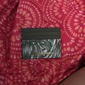 Michael kors small wallet card holder leaves